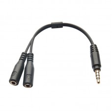 Adapter Cable - 1 Male to 2 Female Mic Speaker Jack