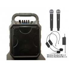 PA 8" System XPA-E08-CB4 With Two (2) Wireless Handheld And Two (2) Wireless Headset Microphones